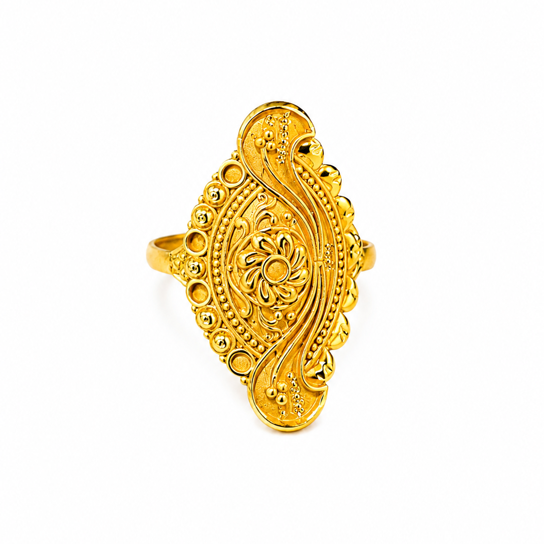ELURA Traditional Floral Filigree Adjustable Ring for Women