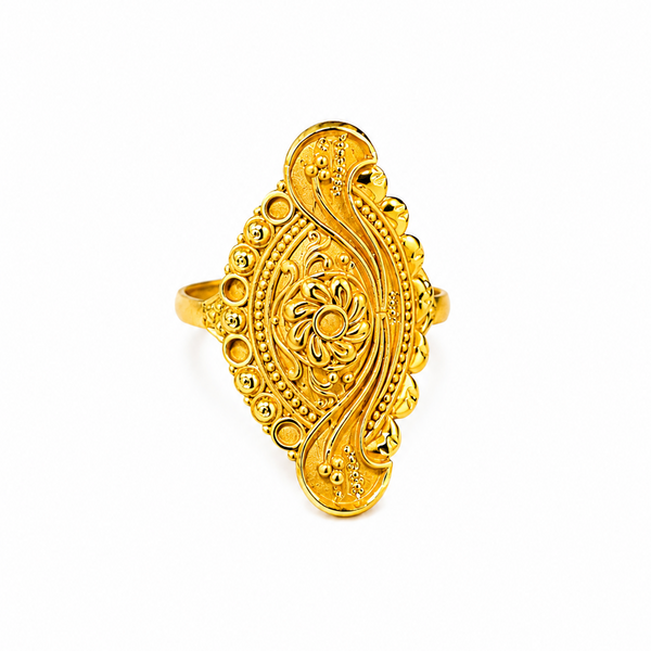 ELURA Traditional Floral Filigree Adjustable Ring for Women