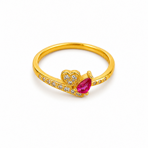 ELURA Romantic Heart & Pear Cut Ruby Stone Ring for Women