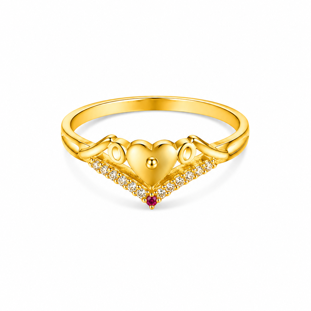 ELURA Stylish Heart Charm Gold Finish Ring for Women