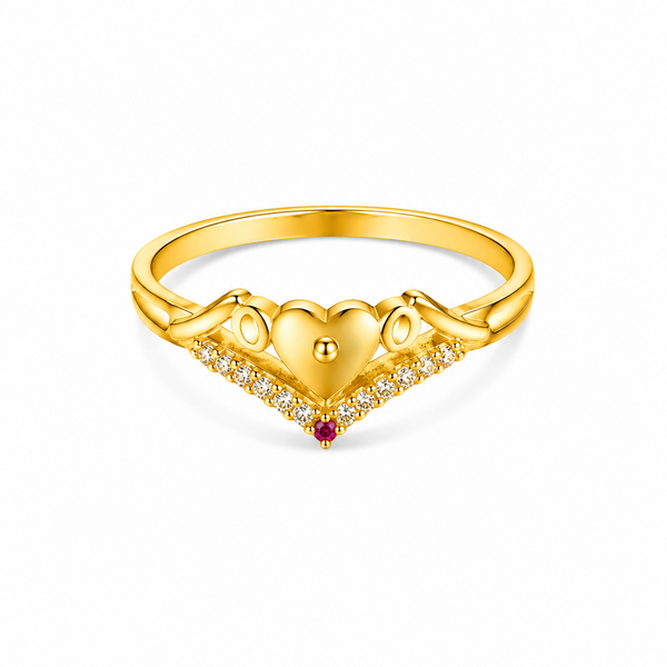 ELURA Stylish Heart Charm Gold Finish Ring for Women