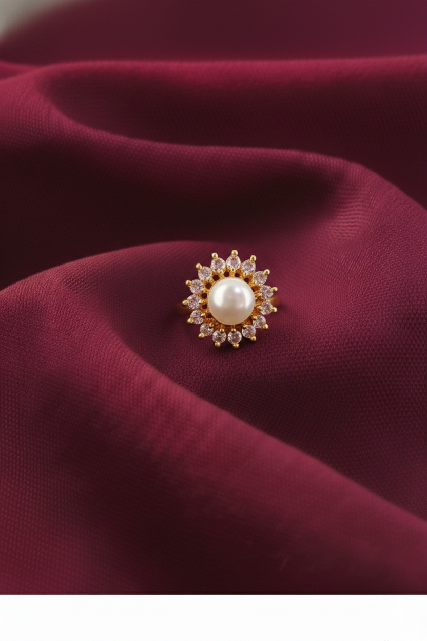 Elura Pearl Flower Ring For Women