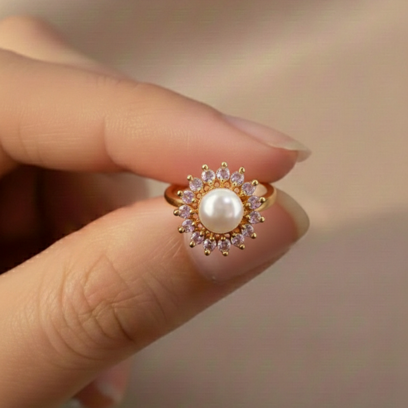 Elura Pearl Flower Ring For Women