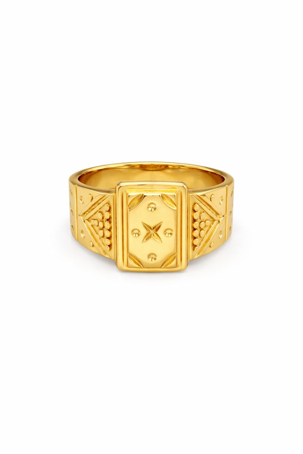 ELURA Luxury Men’s Ring with Star Engraved Rectangular Design