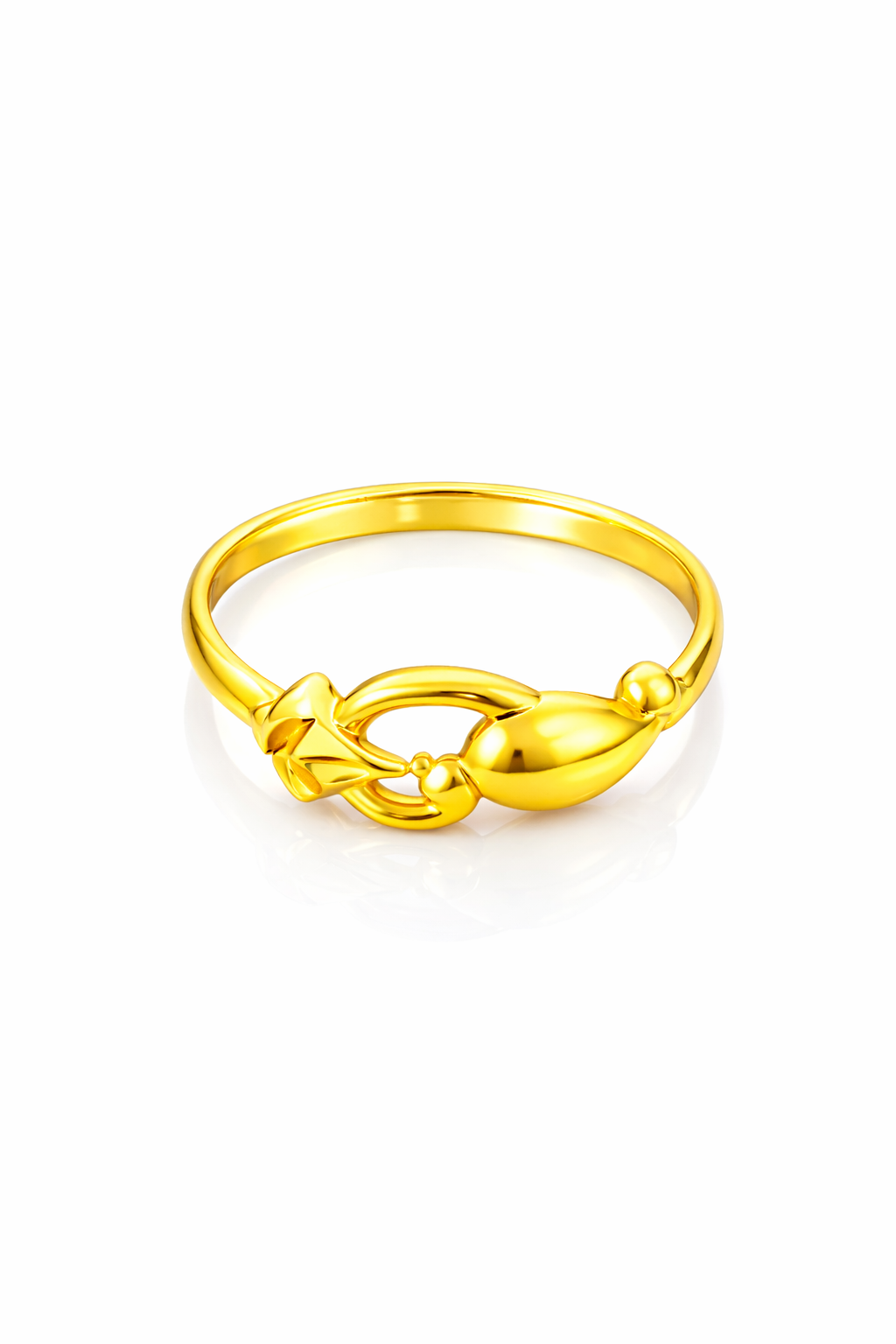 ELURA Elegant Gold Women’s Ring with Leaf & Loop Design