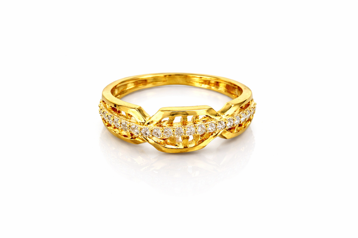 Elura Crystal Infinity Twist Gold Ring for Women