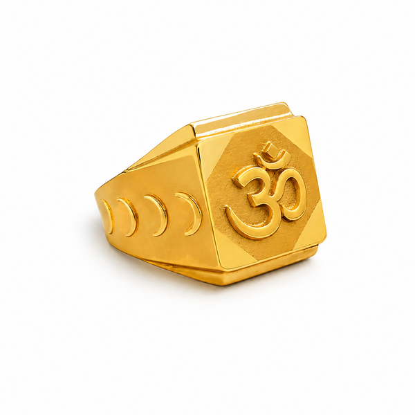 Elura Om Royale Geometric Gold Signet Ring for Men