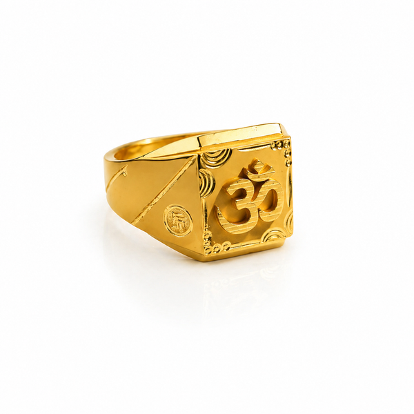 Elura Divine Om Heritage Gold Signet Ring for Men