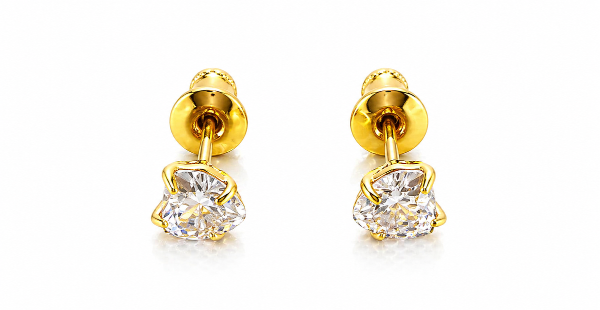 Luxury Heart Cut Diamond Stud Earrings for Women & Girls