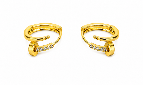 Elura Crystal Nail-Inspired Gold-Toned Hoop Earrings for Women
