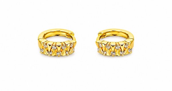 Elura Geometric Crystal Gold-Toned Huggie Hoop Earrings for Women