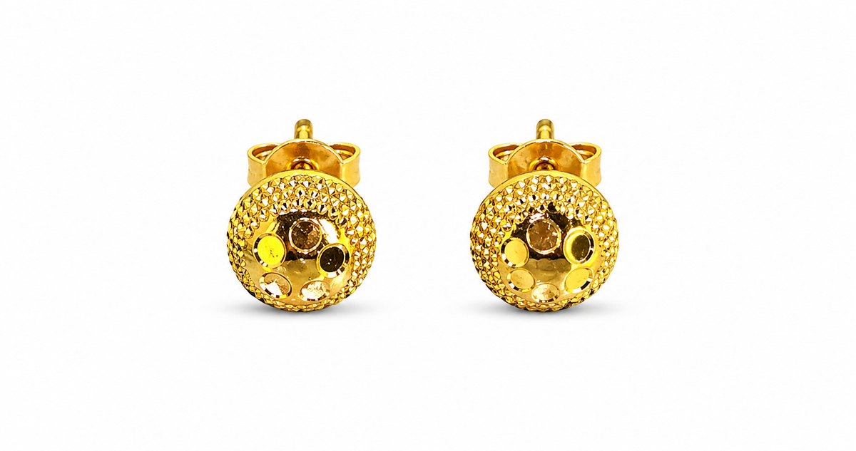 Elura Textured Gold-Toned Round Stud Earrings for Women