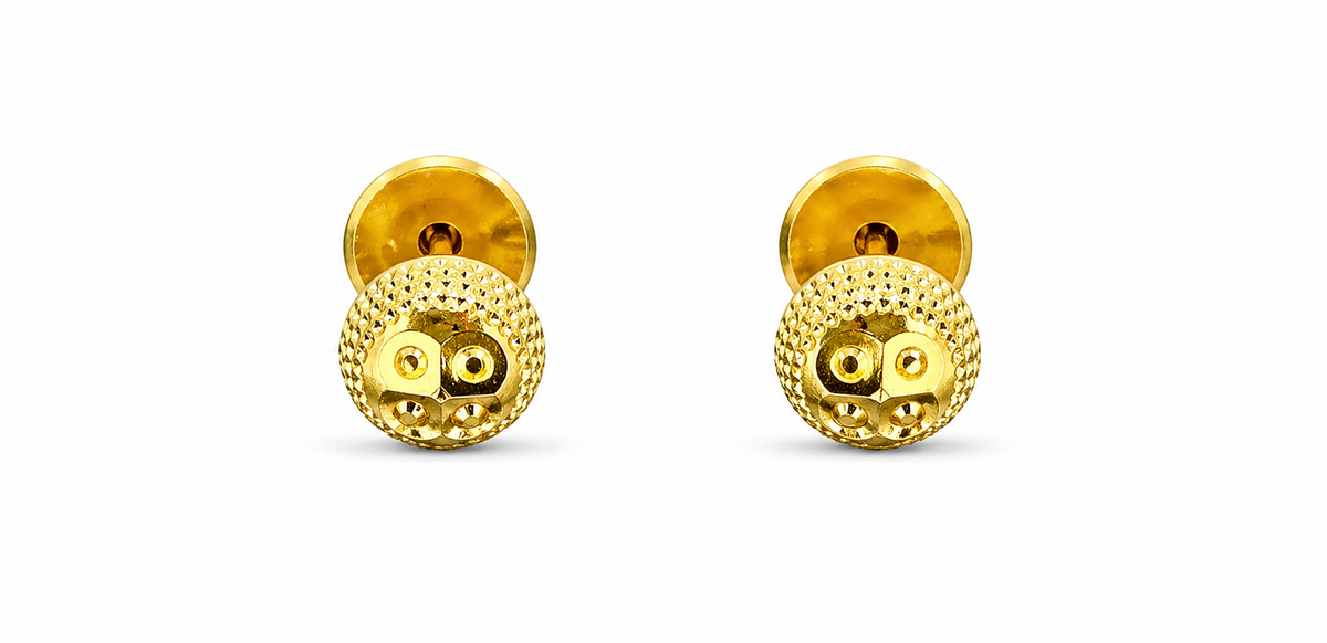 Elura Textured Round Gold-Toned Stud Earrings for Women