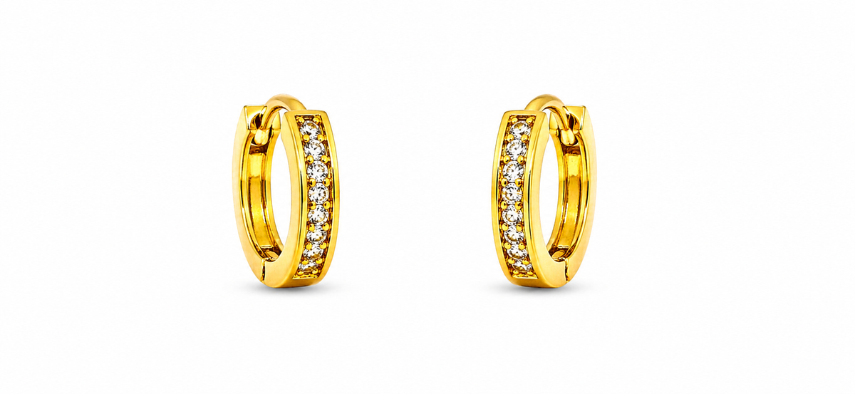 Elura Crystal Line Gold-Toned Hoop Earrings for Women