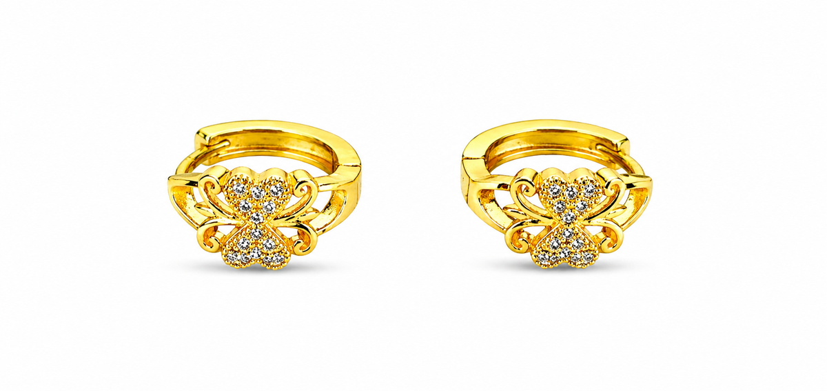 Elura Floral Crystal Gold-Toned Hoop Earrings for Women