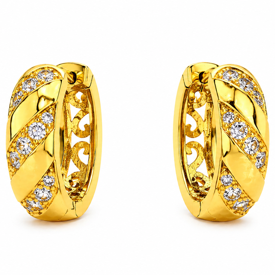 Elura Twisted Crystal Gold-Toned Huggie Hoop Earrings for Women