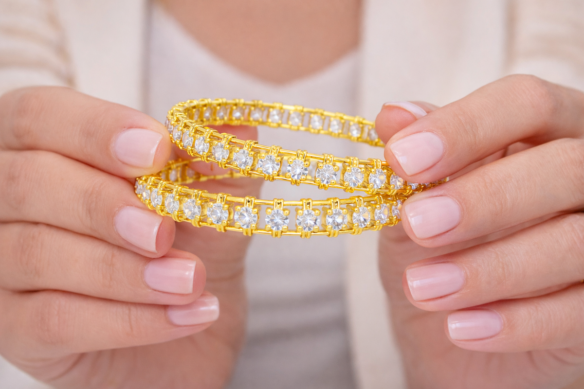 Elura Trendy Stone Studded Bangles For Women