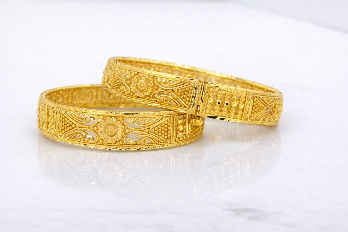 Elura Traditional Gold Bangles For Women Set Of 2