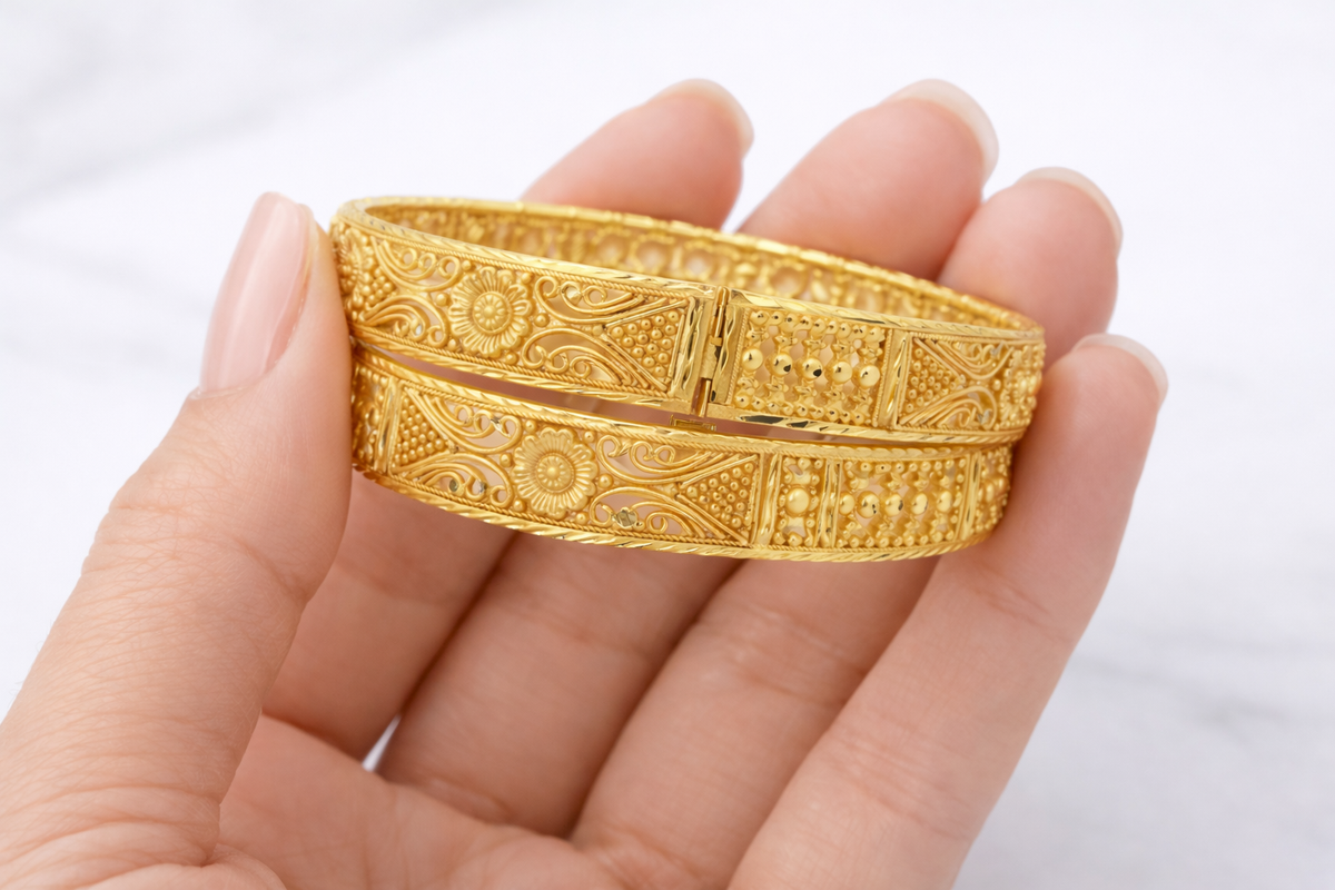 Elura Traditional Gold Bangles For Women Set Of 2