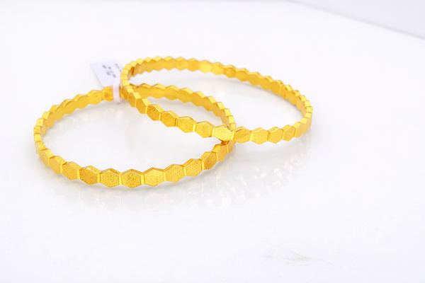 Elura Hexagon Design Gold Bangles For Women