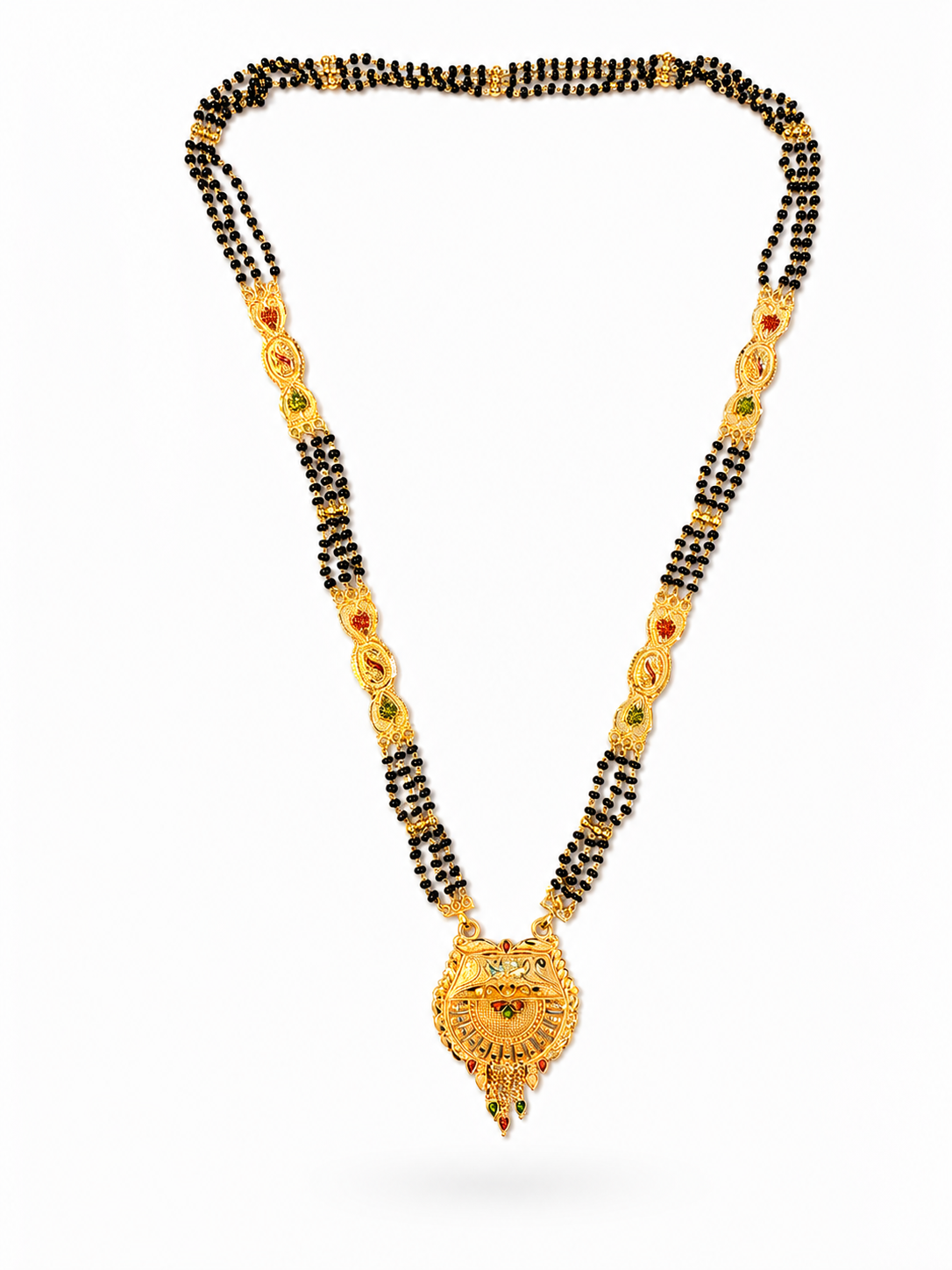 Ethnic Mangalsutra with Intricate Floral Temple Pendant