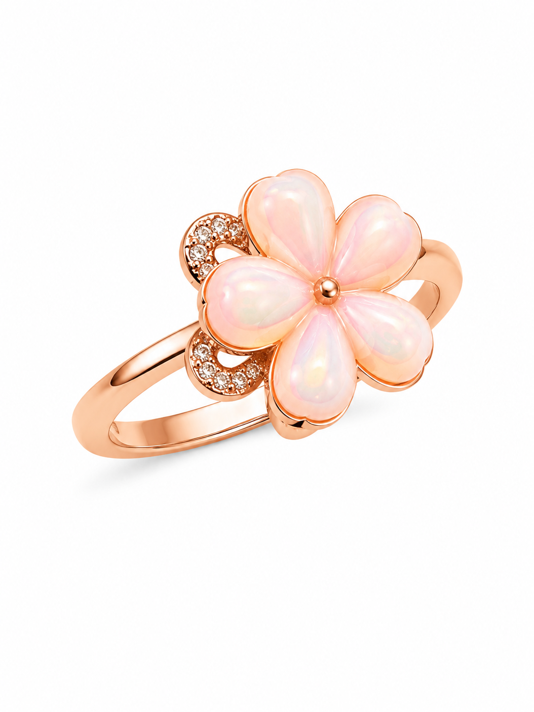 ELURA Luxury 360° Rotating Flower Ring with Opal & Cubic Zirconia