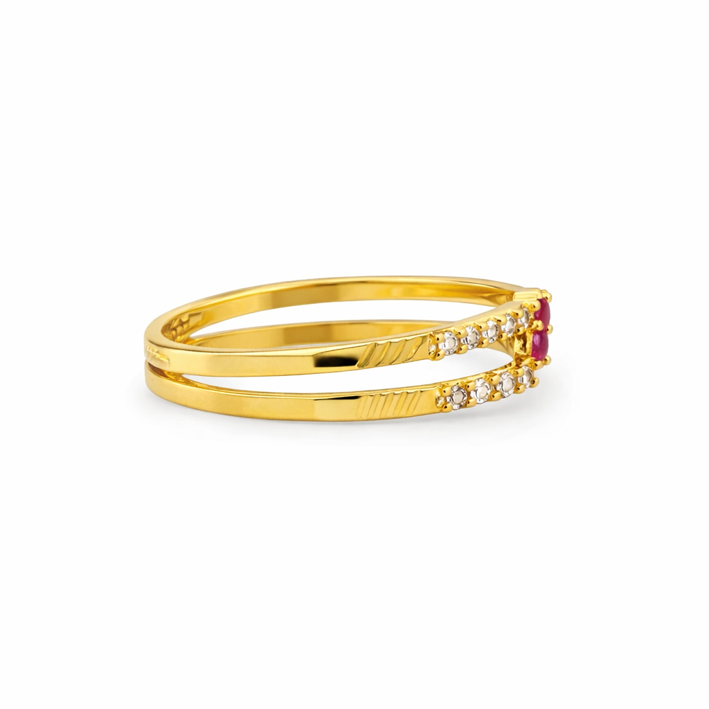 ELURA Elegant Women’s Ring with CZ Stone & Dual Band Design