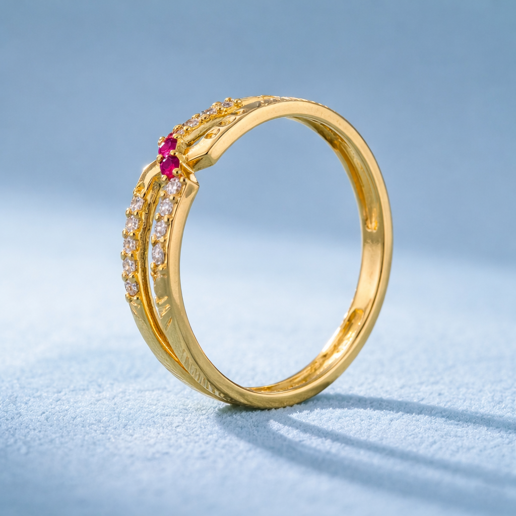 ELURA Elegant Women’s Ring with CZ Stone & Dual Band Design