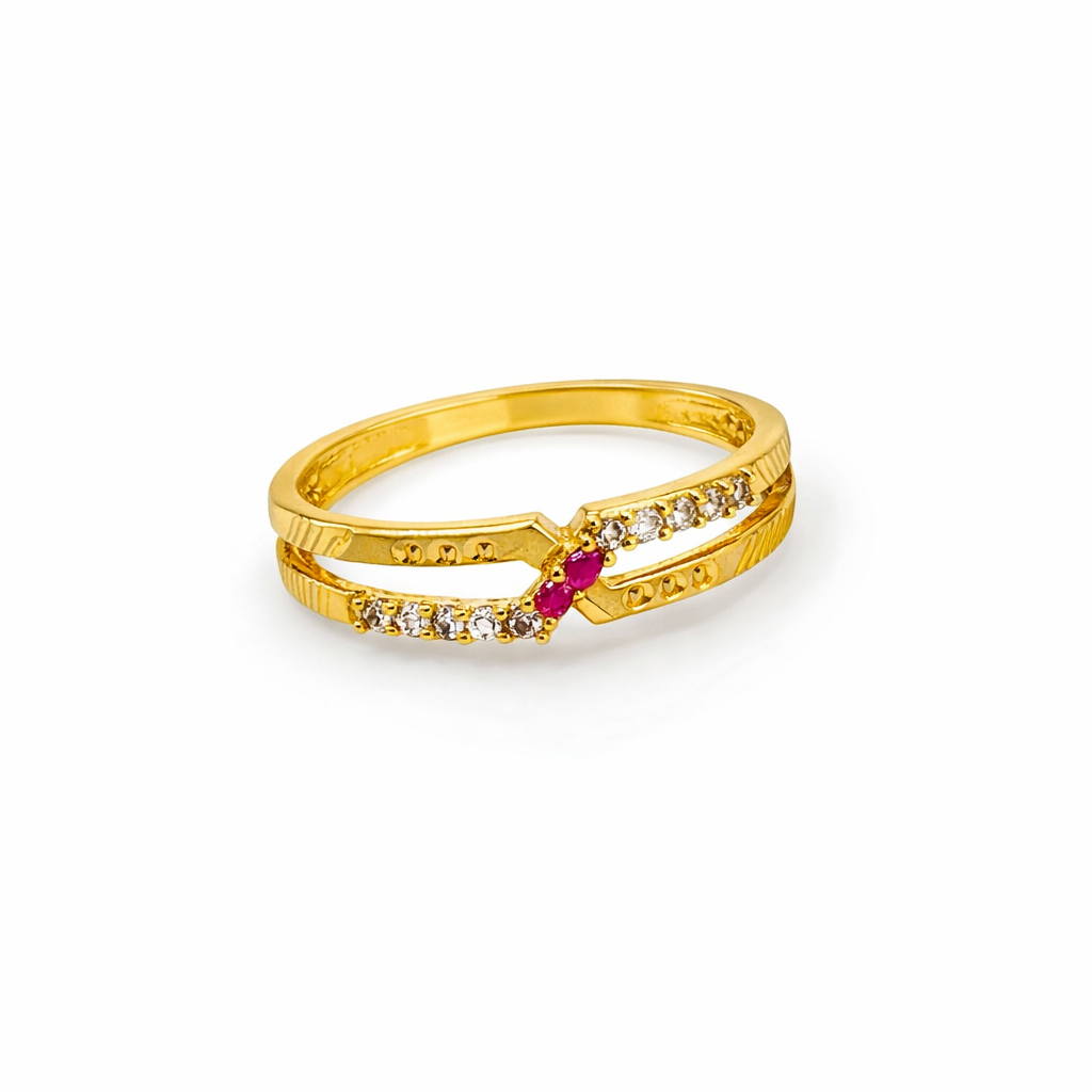 ELURA Elegant Women’s Ring with CZ Stone & Dual Band Design