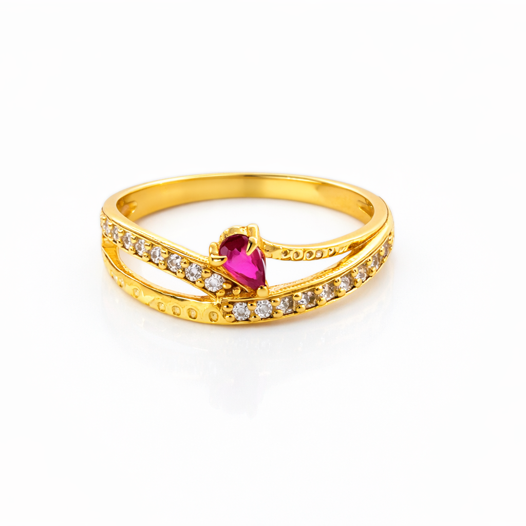 ELURA Premium Ring with CZ Stone & Dual Layer Band Style