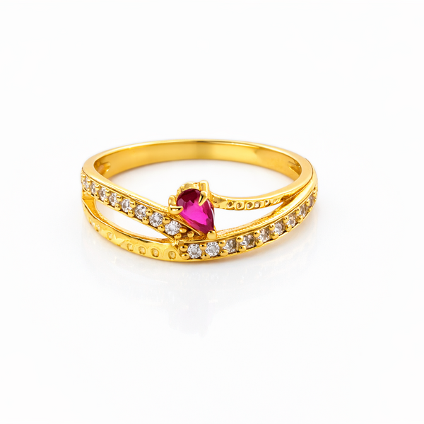ELURA Premium Ring with CZ Stone & Dual Layer Band Style