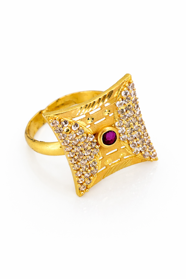 Elura Royal Diamond Glow Ruby Statement Ring