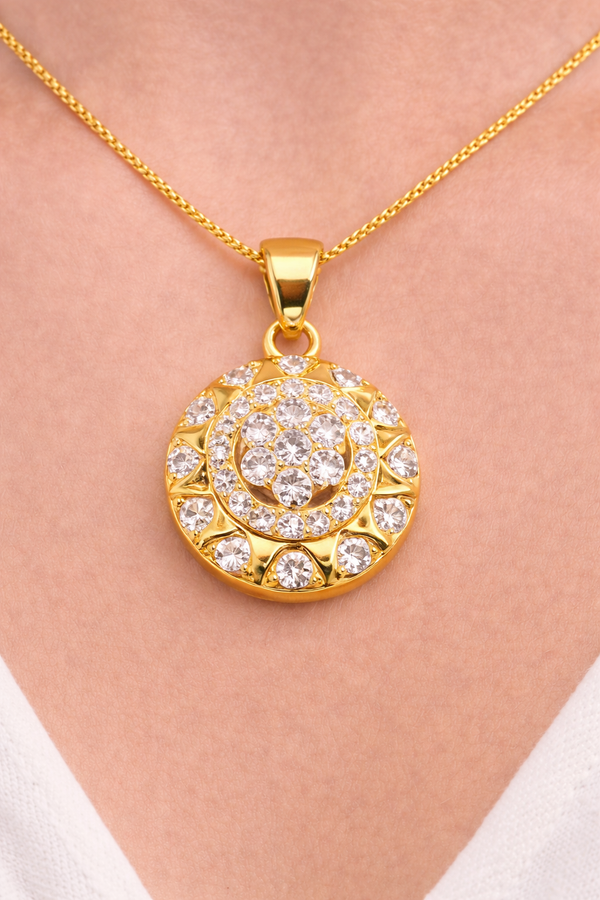 Elura Round CZ Pendant Necklace Set