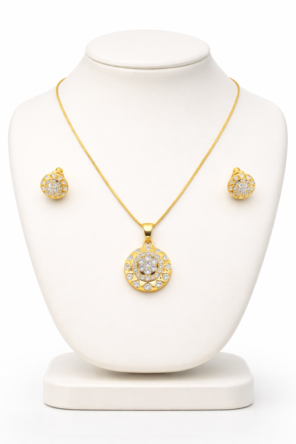 Elura Round CZ Pendant Necklace Set