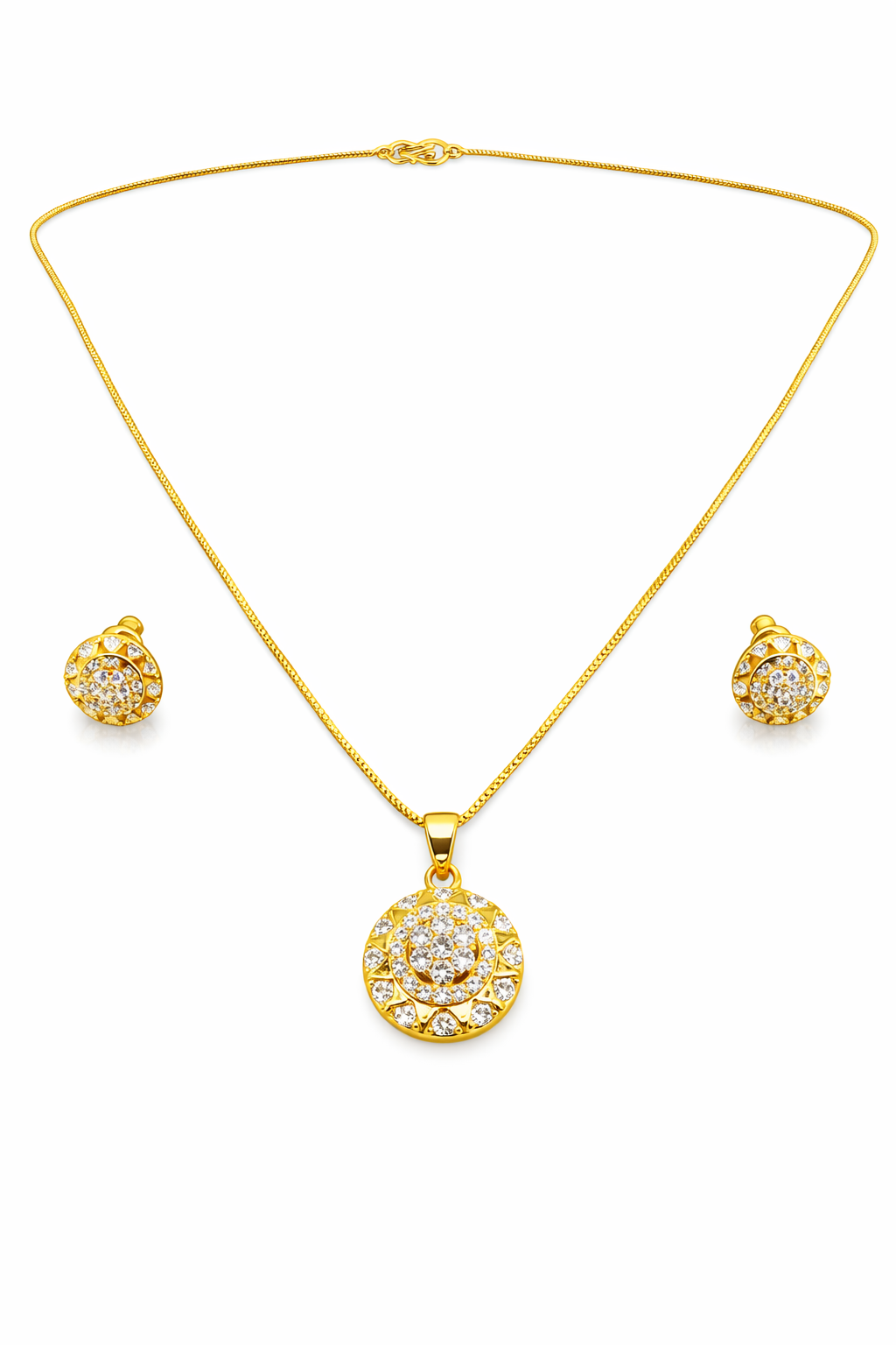 Elura Round CZ Pendant Necklace Set