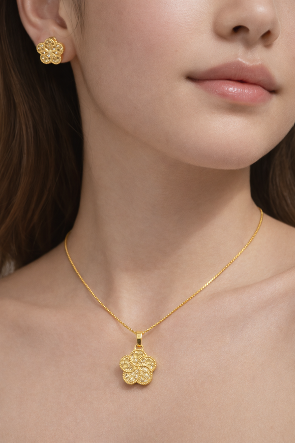 Elura Floral Pendant Necklace Set