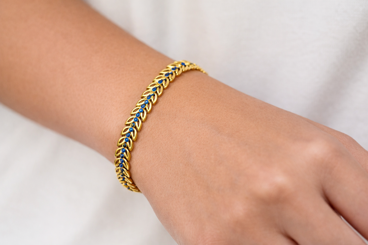 Elura Blue Stone Leaf Bracelet for Women