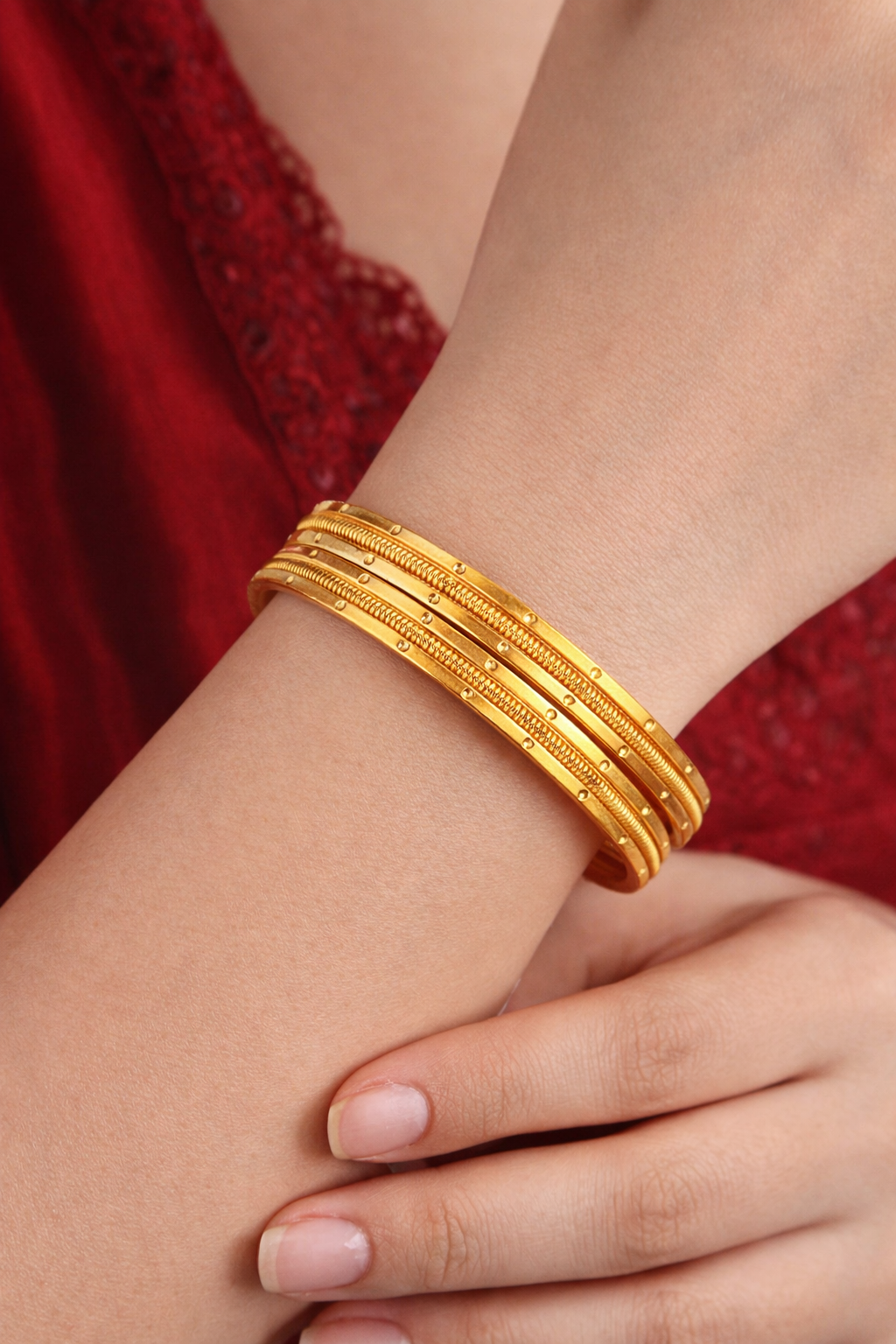 Elura Gold Plated Designer Bangles for Women Set Of 2