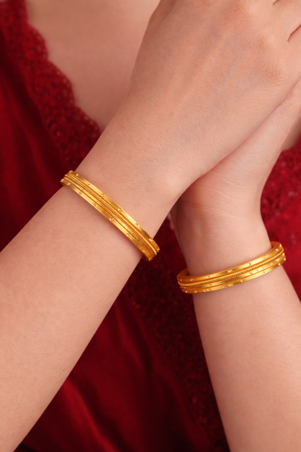 Elura Gold Plated Designer Bangles for Women Set Of 2