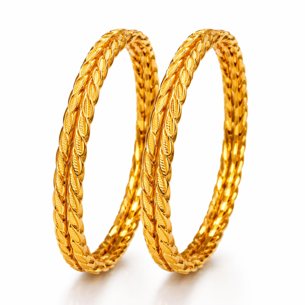 Elura Leaf Design Bangles for Women Set of 4