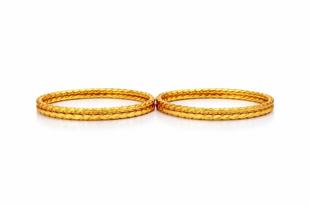 Elura Leaf Design Bangles for Women Set of 4