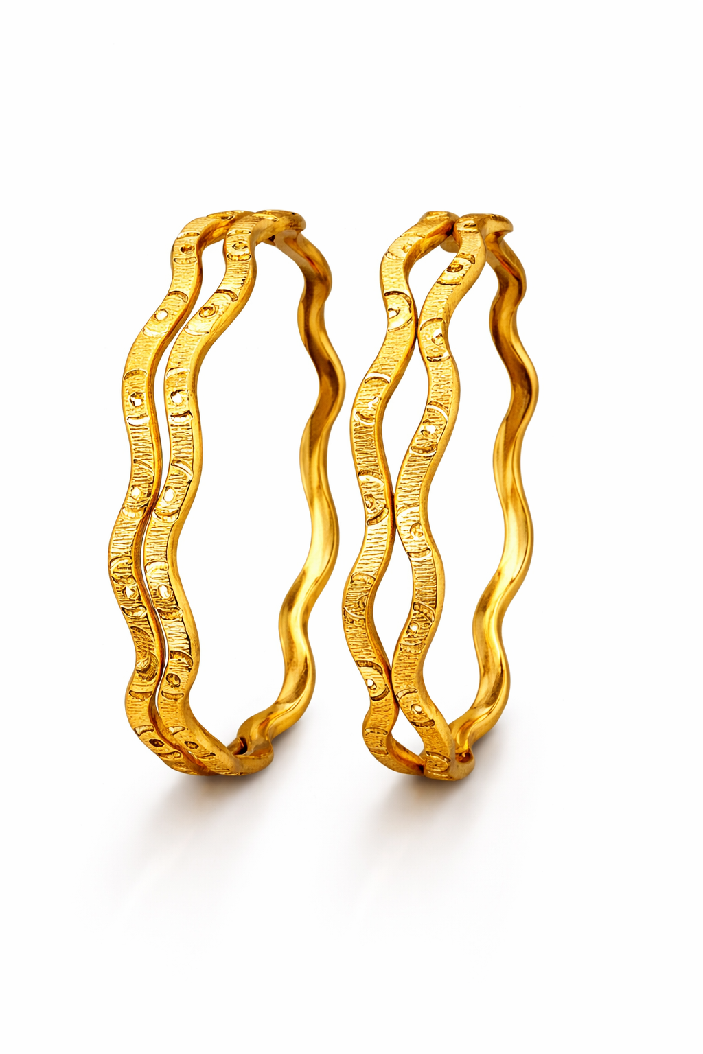Elura Wave Design Bangles for Women Set of 4