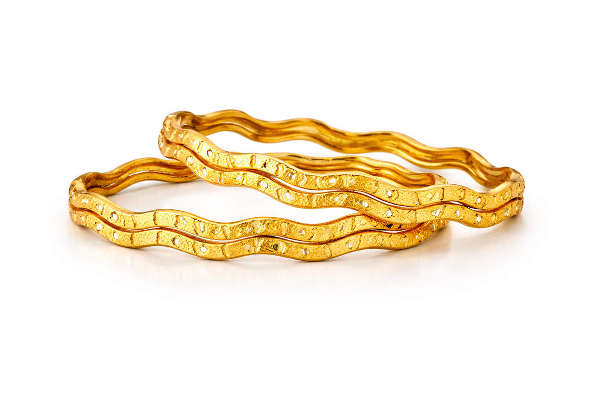 Elura Wave Design Bangles for Women Set of 4