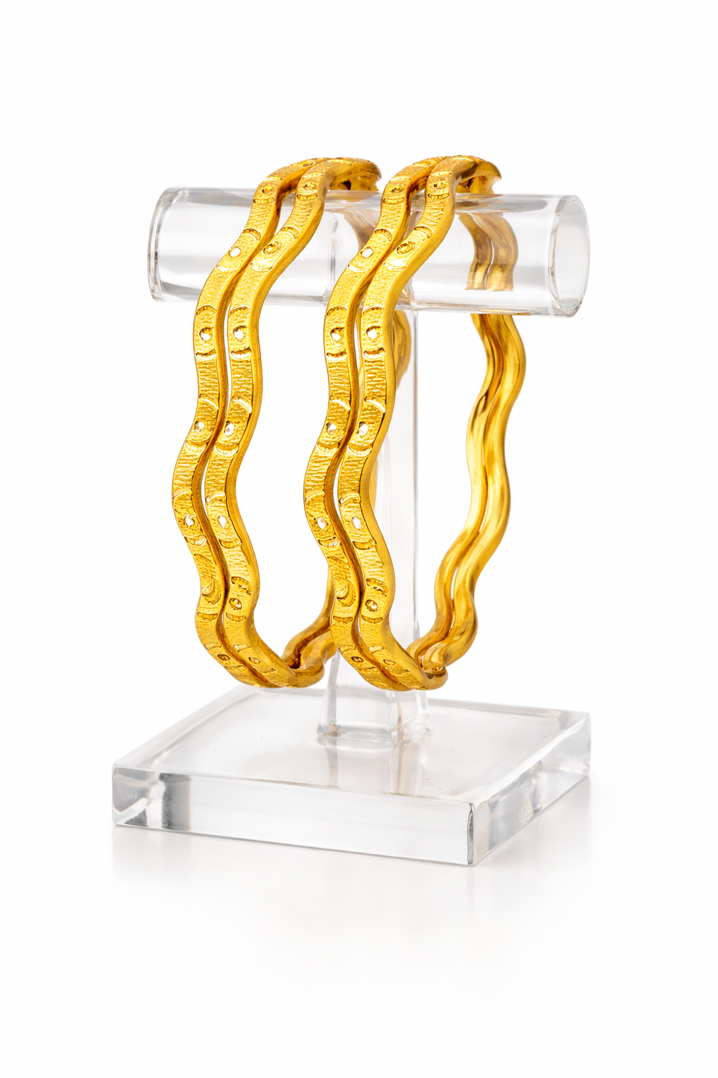 Elura Wave Design Bangles for Women Set of 4