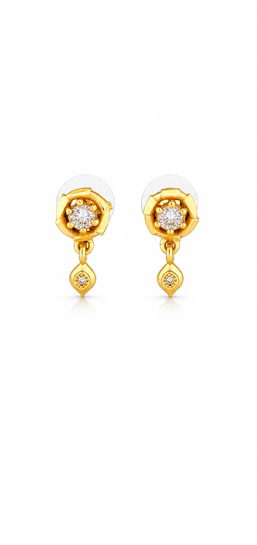 Elura Floral Crystal Drop Gold-Toned Stud Earrings for Women