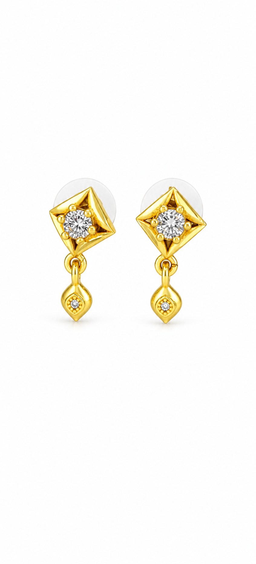 Elura Geometric Crystal Drop Gold-Toned Stud Earrings for Women