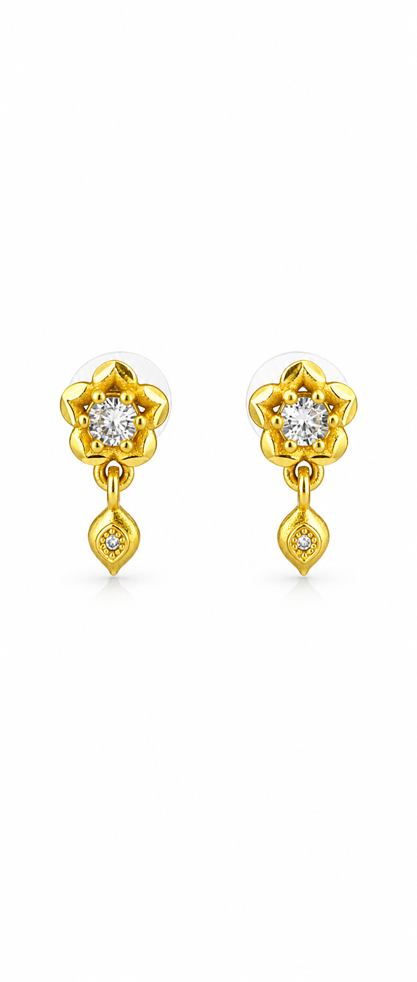 Elura Clover Crystal Drop Gold-Toned Stud Earrings for Women