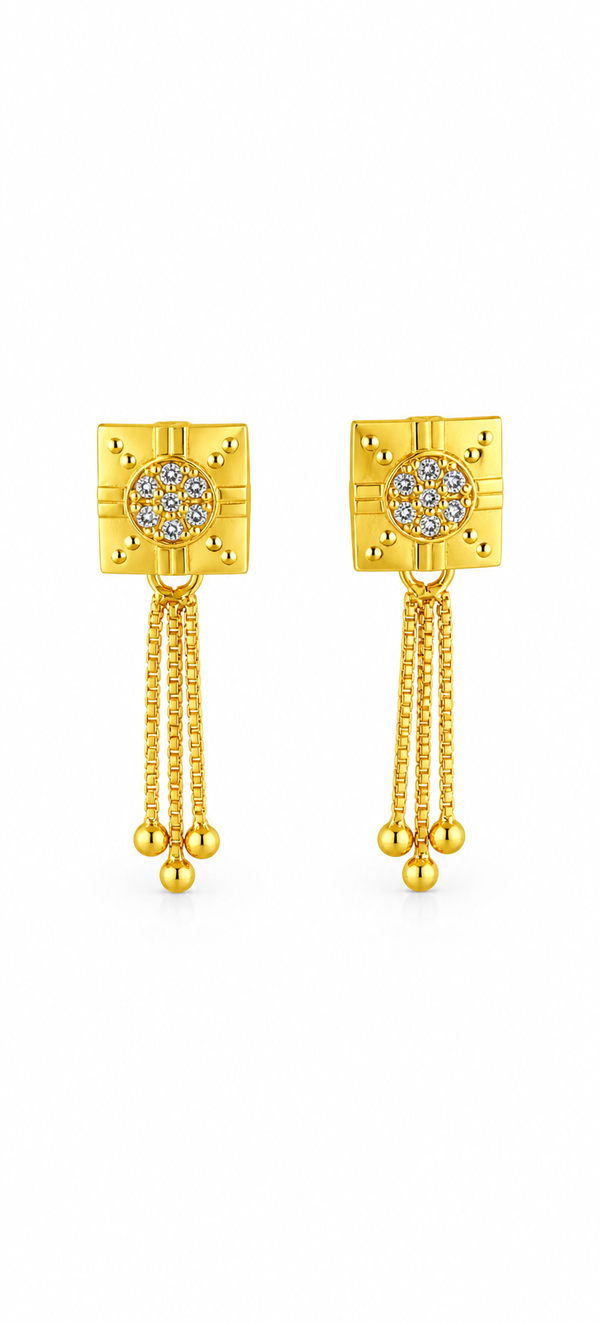 Elura Regal Chain Tassel Crystal Earrings