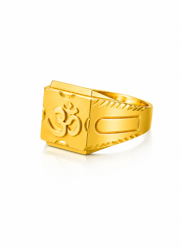 Elura Divine Om Classic Gold Signet Ring for Men