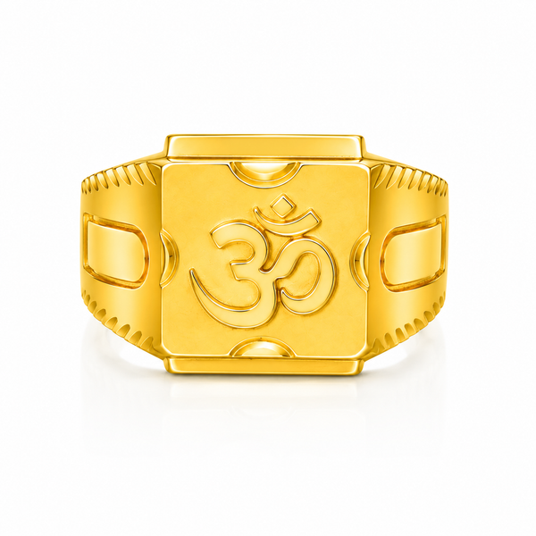 Elura Divine Om Classic Gold Signet Ring for Men